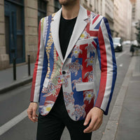 Hawaiian Polynesian Tribal Turtles Blazer with Lei and Flag Style