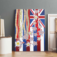 Hawaiian Polynesian Tribal Turtles Canvas Wall Art with Lei and Flag Style