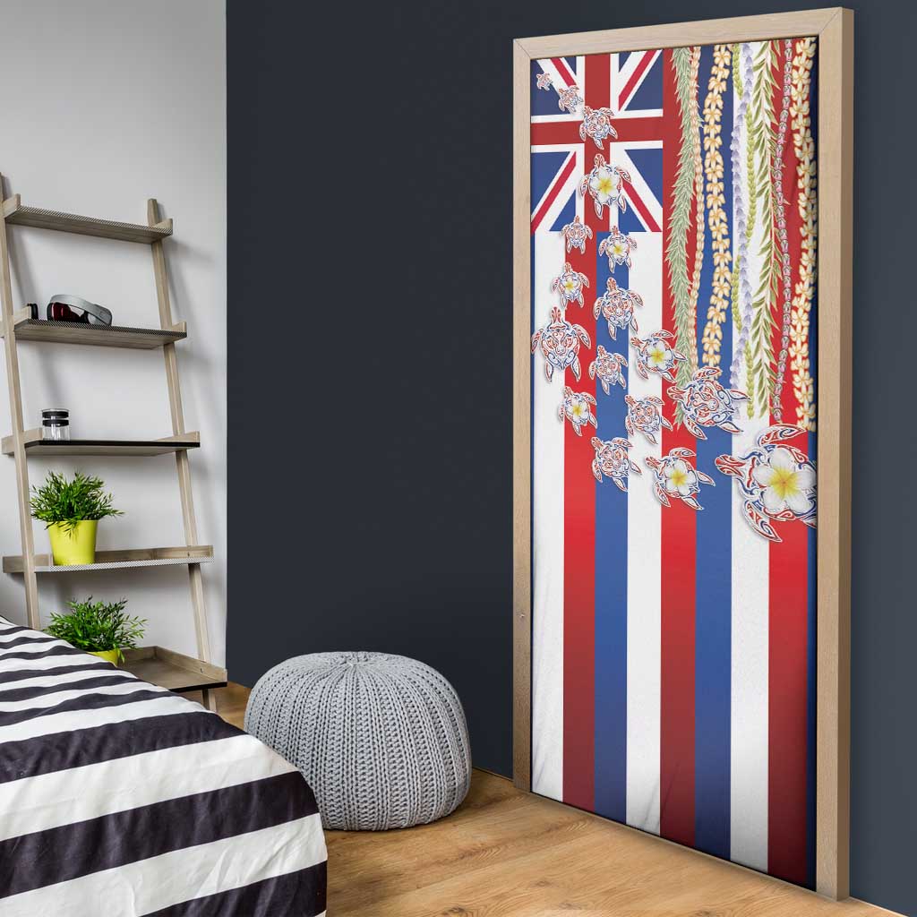 Hawaiian Polynesian Tribal Turtles Door Cover with Lei and Flag Style