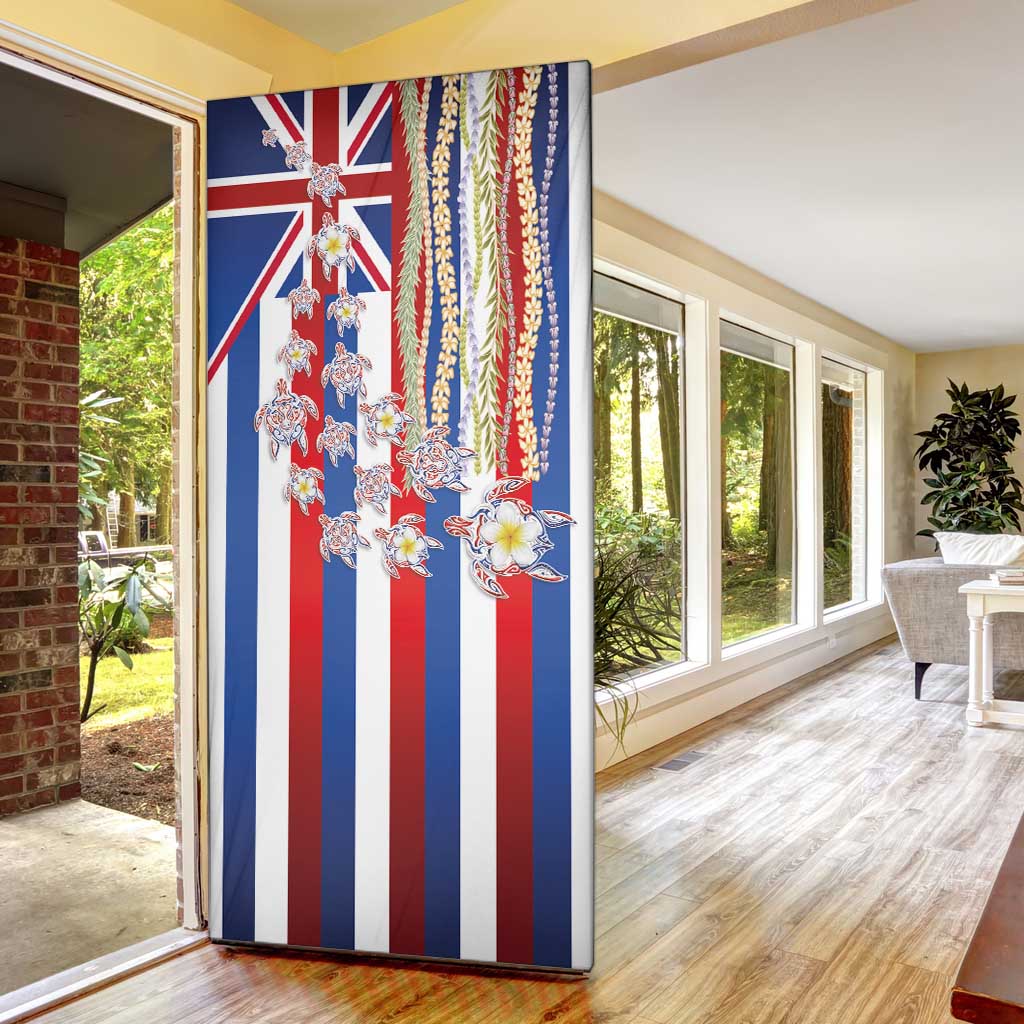 Hawaiian Polynesian Tribal Turtles Door Cover with Lei and Flag Style