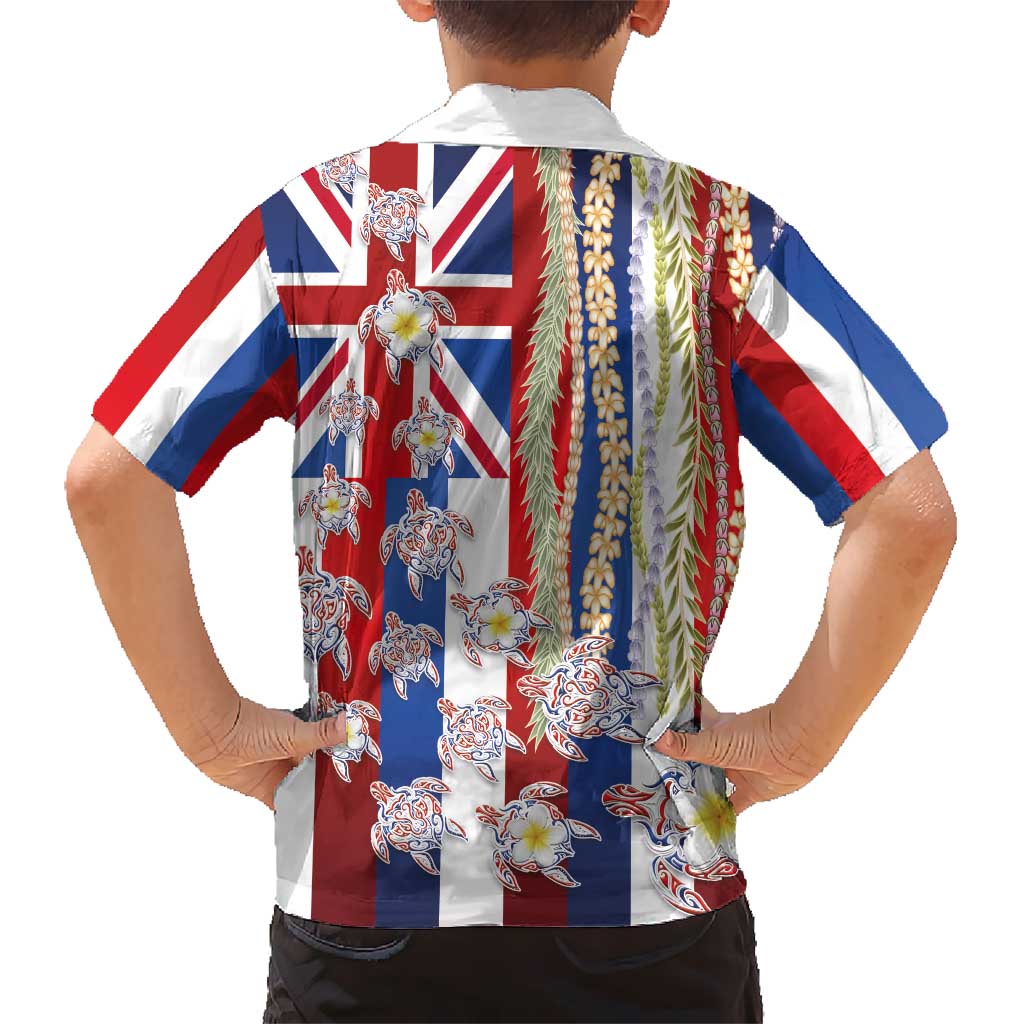 Hawaiian Polynesian Tribal Turtles Family Matching Off The Shoulder Long Sleeve Dress and Hawaiian Shirt with Lei and Flag Style LT03 - Polynesian Pride