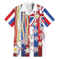 Hawaiian Polynesian Tribal Turtles Family Matching Off The Shoulder Long Sleeve Dress and Hawaiian Shirt with Lei and Flag Style LT03 Dad's Shirt - Short Sleeve Multicolor - Polynesian Pride