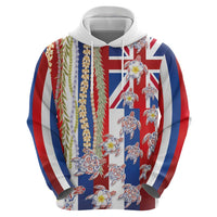 Hawaiian Polynesian Tribal Turtles Hoodie with Lei and Flag Style