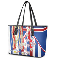 Hawaiian Polynesian Tribal Turtles Leather Tote Bag with Lei and Flag Style