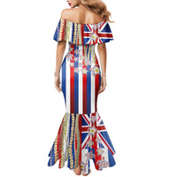 Hawaiian Polynesian Tribal Turtles Mermaid Dress with Lei and Flag Style