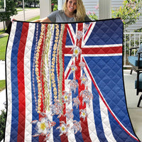 Hawaiian Polynesian Tribal Turtles Quilt with Lei and Flag Style