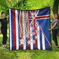 Hawaiian Polynesian Tribal Turtles Quilt with Lei and Flag Style