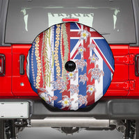 Hawaiian Polynesian Tribal Turtles Spare Tire Cover with Lei and Flag Style
