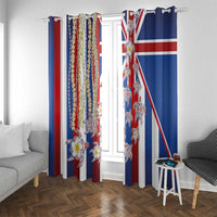 Hawaiian Polynesian Tribal Turtles Window Curtain with Lei and Flag Style