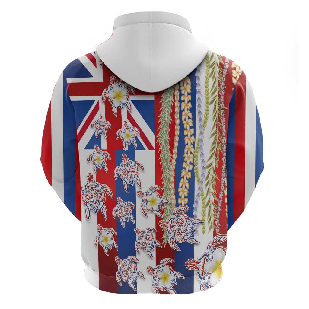Hawaiian Polynesian Tribal Turtles Zip Hoodie with Lei and Flag Style