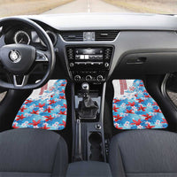 Hawaiian Tribal Manta Ray Car Mats Kakau Tattoo and Flowers Surfing Waves Pattern Ocean Color