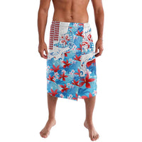 Hawaiian Tribal Manta Ray Lavalava Kakau Tattoo and Flowers Surfing Waves Pattern Ocean Color