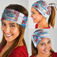 Hawaiian Tribal Manta Ray Neck Gaiter Kakau Tattoo and Flowers Surfing Waves Pattern Ocean Color