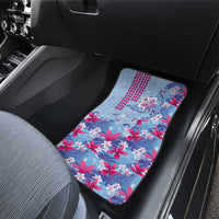 Hawaiian Tribal Manta Ray Car Mats Kakau Tattoo and Flowers Surfing Waves Pattern Soft Color