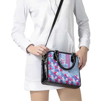 Hawaiian Tribal Manta Ray Shoulder Handbag Kakau Tattoo and Flowers Surfing Waves Pattern Soft Color