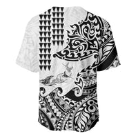 Hawaiian Tribal Manta Ray Baseball Jersey Kakau Tattoo and Polynesian Art Motif Pattern