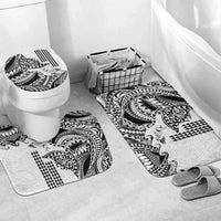 Hawaiian Tribal Manta Ray Bathroom Set Kakau Tattoo and Polynesian Art Motif Pattern