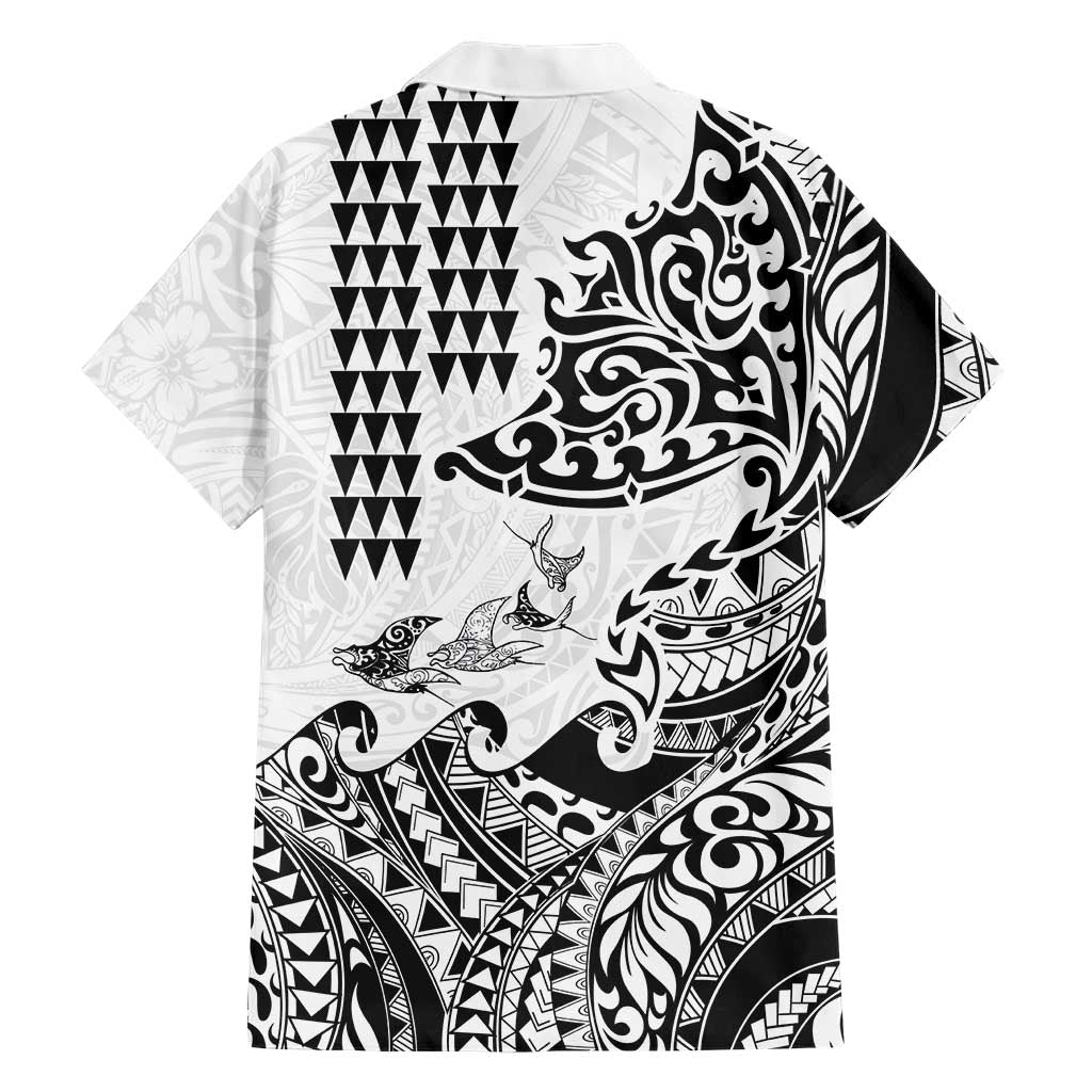 Hawaiian Tribal Manta Ray Family Matching Off Shoulder Maxi Dress and Hawaiian Shirt Kakau Tattoo and Polynesian Art Motif Pattern LT03 - Polynesian Pride