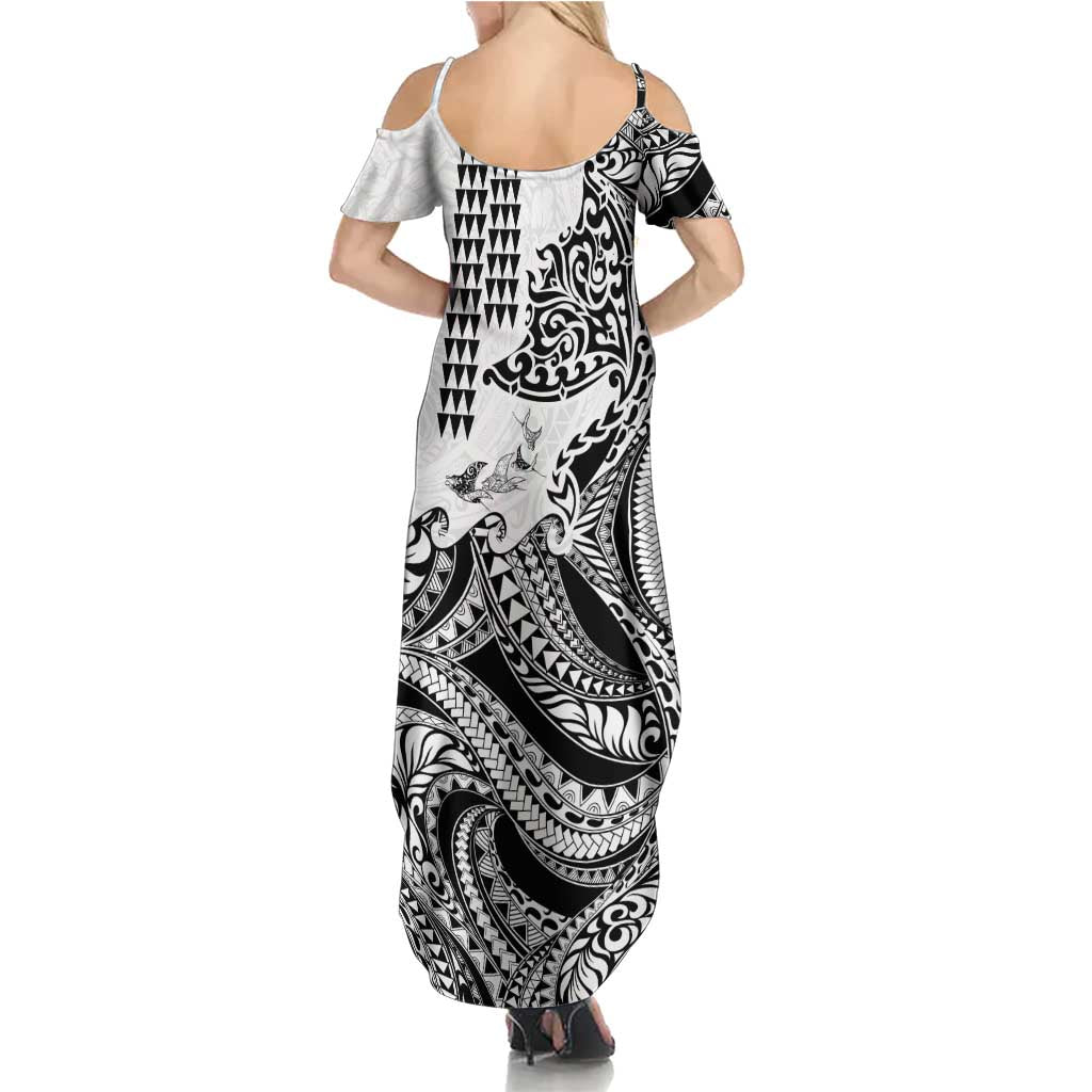 Hawaiian Tribal Manta Ray Family Matching Summer Maxi Dress and Hawaiian Shirt Kakau Tattoo and Polynesian Art Motif Pattern LT03 - Polynesian Pride