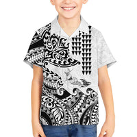 Hawaiian Tribal Manta Ray Family Matching Summer Maxi Dress and Hawaiian Shirt Kakau Tattoo and Polynesian Art Motif Pattern LT03 Son's Shirt Multicolor - Polynesian Pride