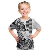 Hawaiian Tribal Manta Ray Kid T Shirt Kakau Tattoo and Polynesian Art Motif Pattern