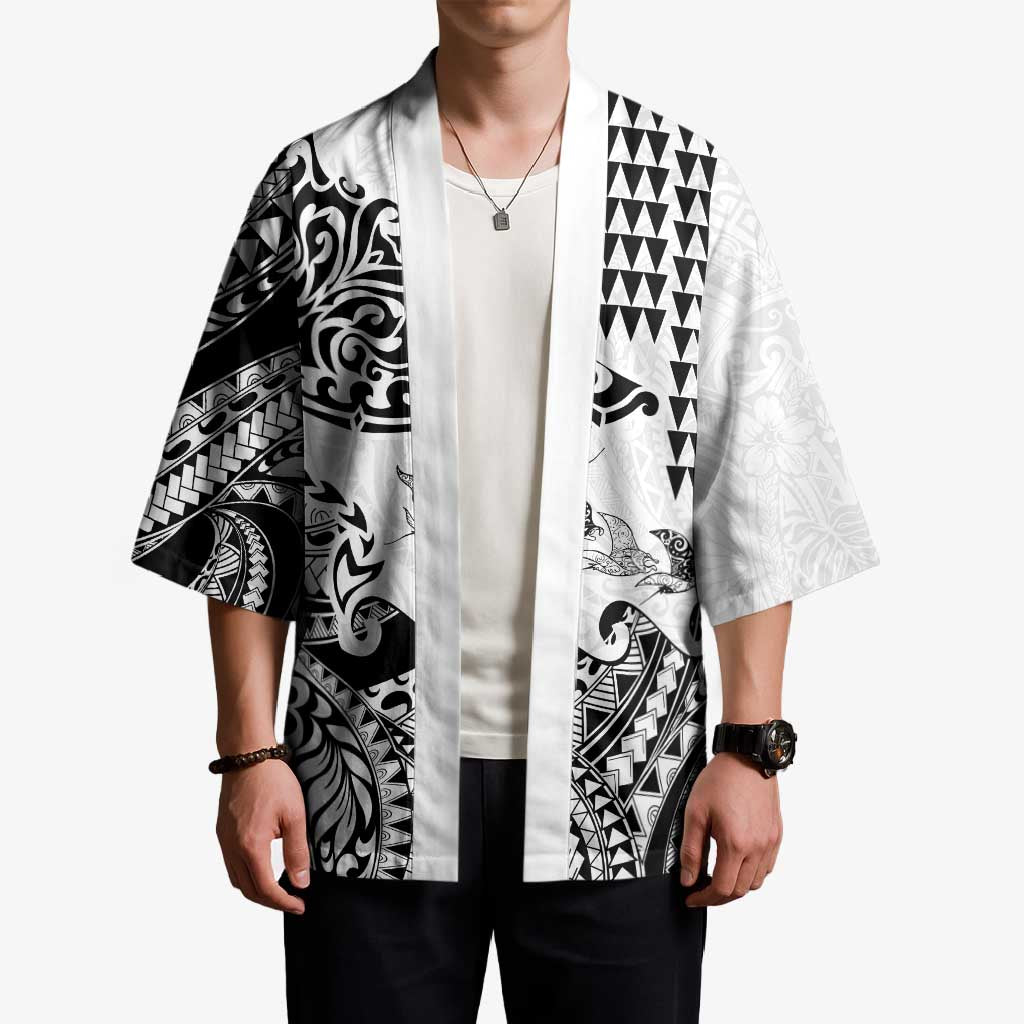 Hawaiian Tribal Manta Ray Kimono Kakau Tattoo and Polynesian Art Motif Pattern