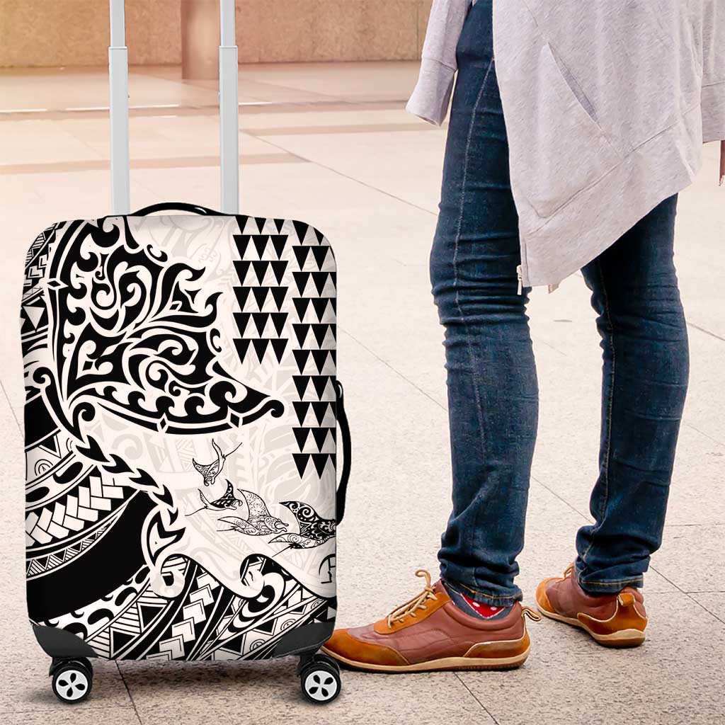 Hawaiian Tribal Manta Ray Luggage Cover Kakau Tattoo and Polynesian Art Motif Pattern