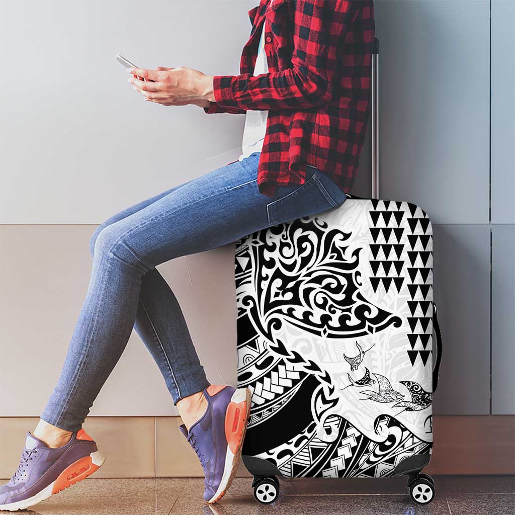 Hawaiian Tribal Manta Ray Luggage Cover Kakau Tattoo and Polynesian Art Motif Pattern