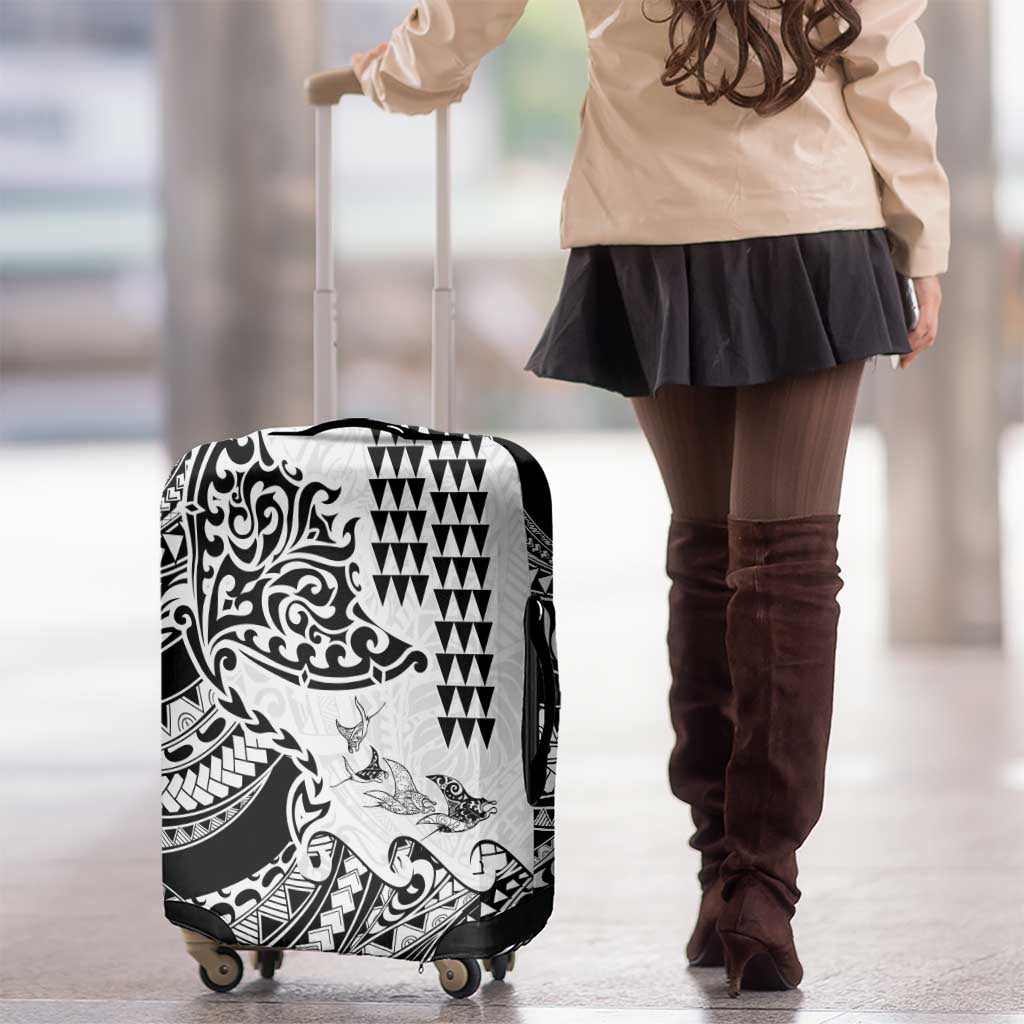 Hawaiian Tribal Manta Ray Luggage Cover Kakau Tattoo and Polynesian Art Motif Pattern