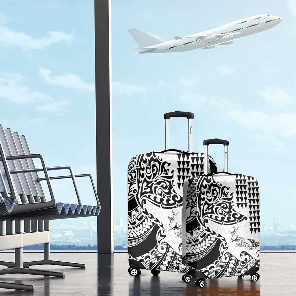 Hawaiian Tribal Manta Ray Luggage Cover Kakau Tattoo and Polynesian Art Motif Pattern
