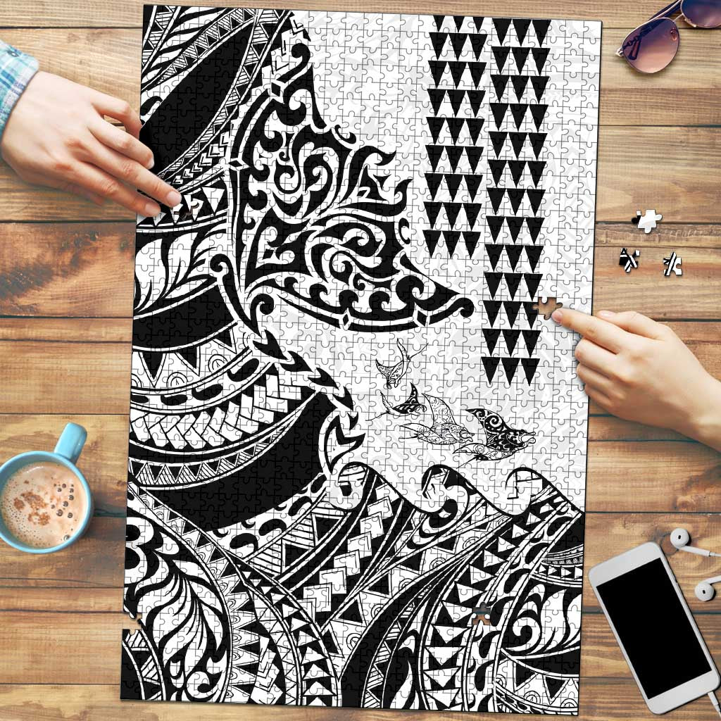Hawaiian Tribal Manta Ray Puzzle Kakau Tattoo and Polynesian Art Motif Pattern