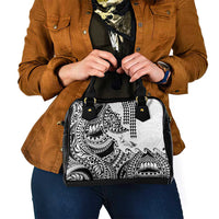 Hawaiian Tribal Manta Ray Shoulder Handbag Kakau Tattoo and Polynesian Art Motif Pattern