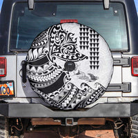 Hawaiian Tribal Manta Ray Spare Tire Cover Kakau Tattoo and Polynesian Art Motif Pattern