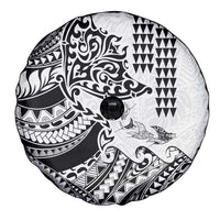 Hawaiian Tribal Manta Ray Spare Tire Cover Kakau Tattoo and Polynesian Art Motif Pattern