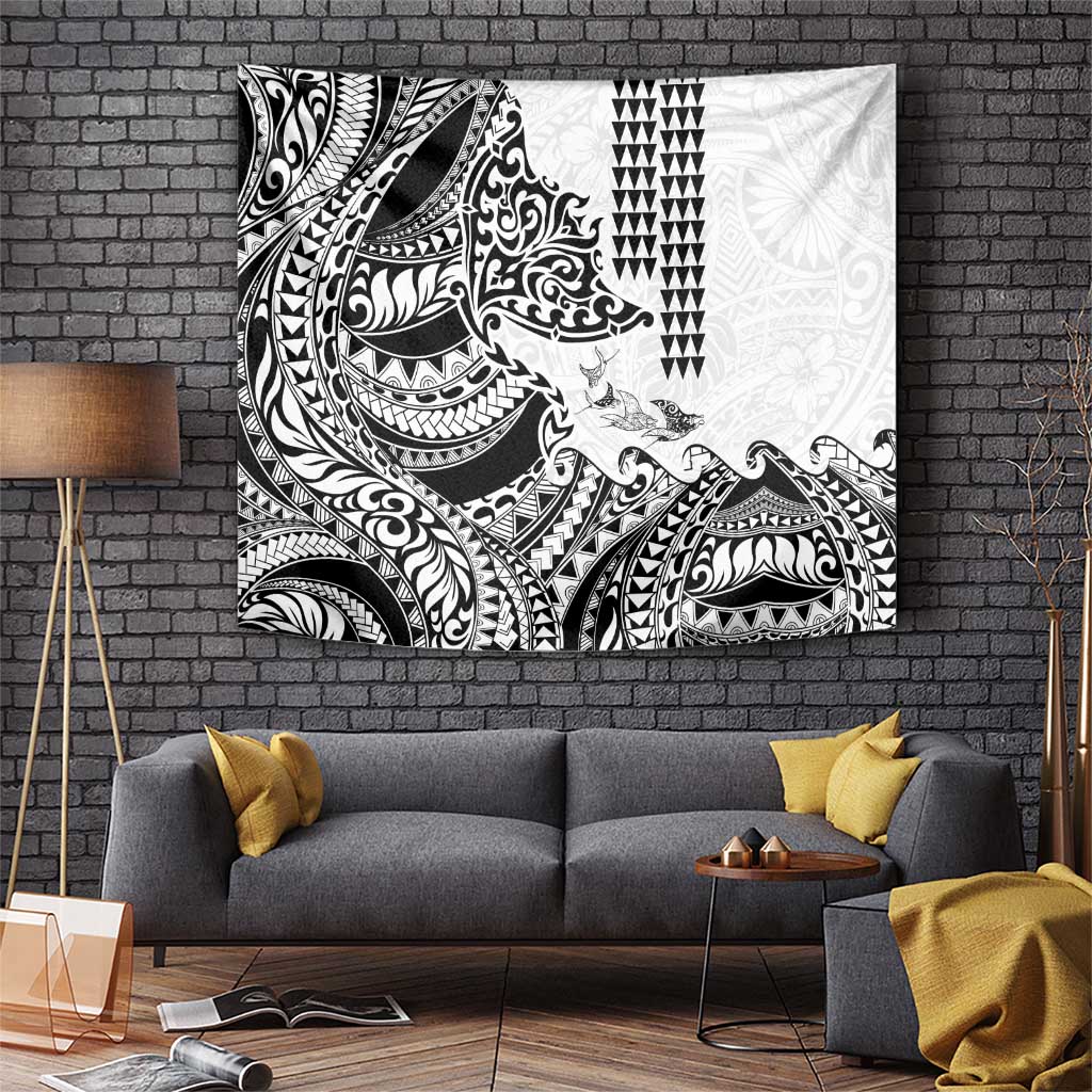 Hawaiian Tribal Manta Ray Tapestry Kakau Tattoo and Polynesian Art Motif Pattern