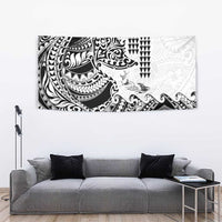 Hawaiian Tribal Manta Ray Tapestry Kakau Tattoo and Polynesian Art Motif Pattern