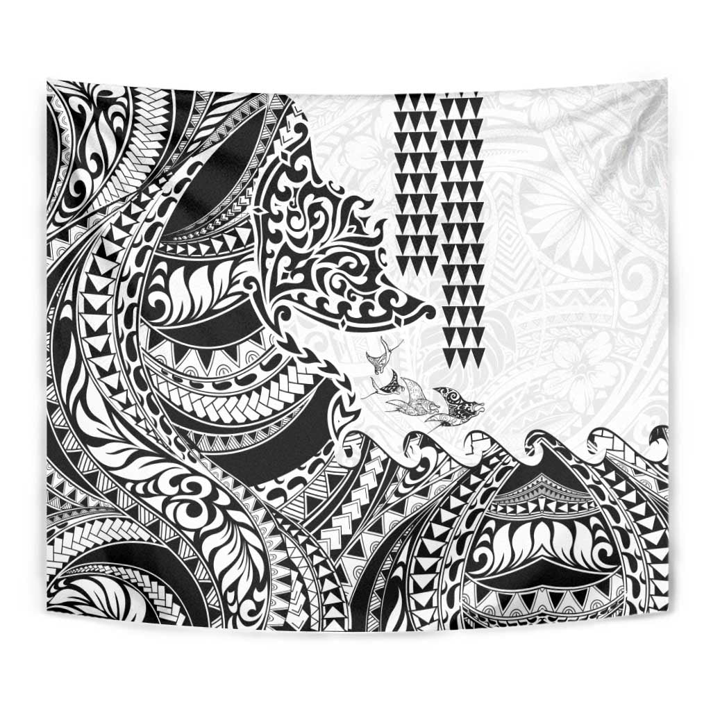Hawaiian Tribal Manta Ray Tapestry Kakau Tattoo and Polynesian Art Motif Pattern