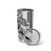 Hawaiian Tribal Manta Ray Tumbler Cup Kakau Tattoo and Polynesian Art Motif Pattern