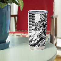 Hawaiian Tribal Manta Ray Tumbler Cup Kakau Tattoo and Polynesian Art Motif Pattern