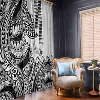 Hawaiian Tribal Manta Ray Window Curtain Kakau Tattoo and Polynesian Art Motif Pattern