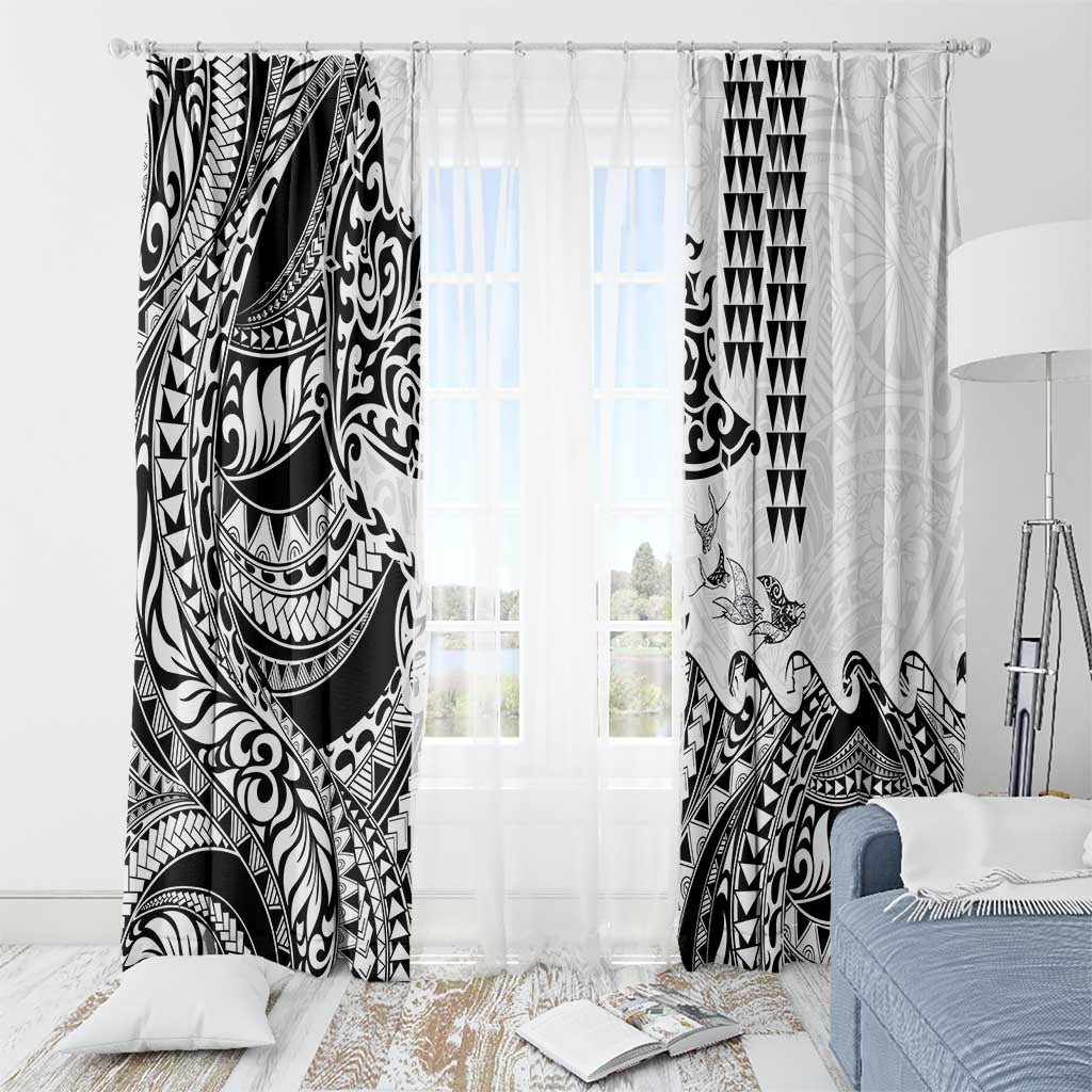 Hawaiian Tribal Manta Ray Window Curtain Kakau Tattoo and Polynesian Art Motif Pattern
