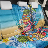 Hawaiian Funny Pineapple Surfing Back Car Seat Cover Beach with Tribal Kakau and Plumeria