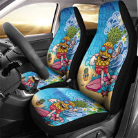 Hawaiian Funny Pineapple Surfing Car Seat Cover Beach with Tribal Kakau and Plumeria