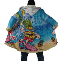 Hawaiian Funny Pineapple Surfing Cloak Beach with Tribal Kakau and Plumeria