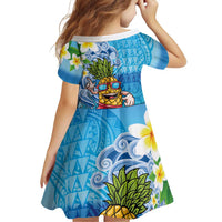 Hawaiian Funny Pineapple Surfing Family Matching Tank Maxi Dress and Hawaiian Shirt Beach with Tribal Kakau and Plumeria LT03 - Polynesian Pride