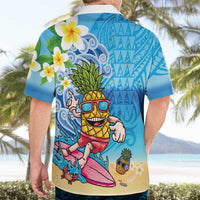 Hawaiian Funny Pineapple Surfing Hawaiian Shirt Beach with Tribal Kakau and Plumeria