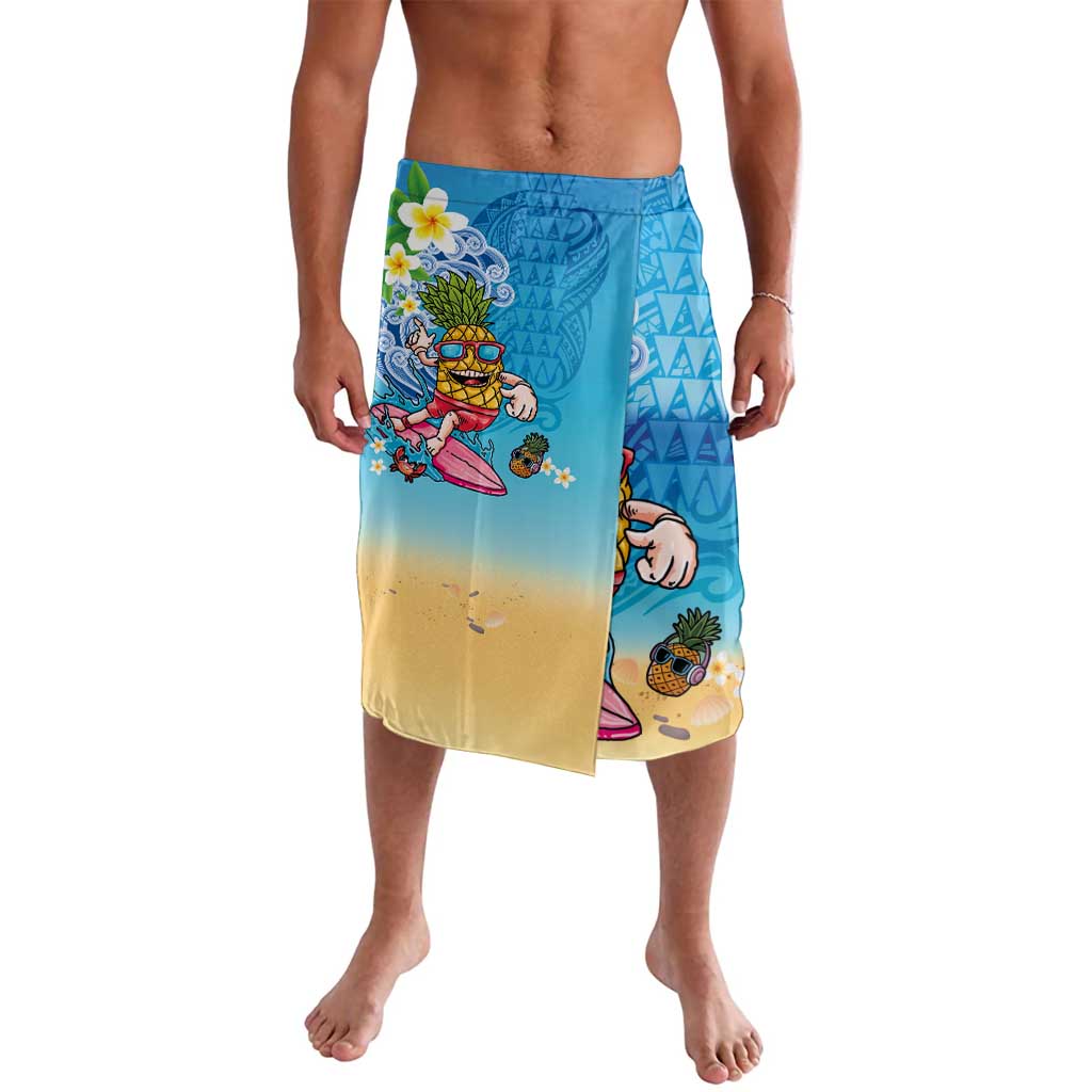 Hawaiian Funny Pineapple Surfing Lavalava Beach with Tribal Kakau and Plumeria