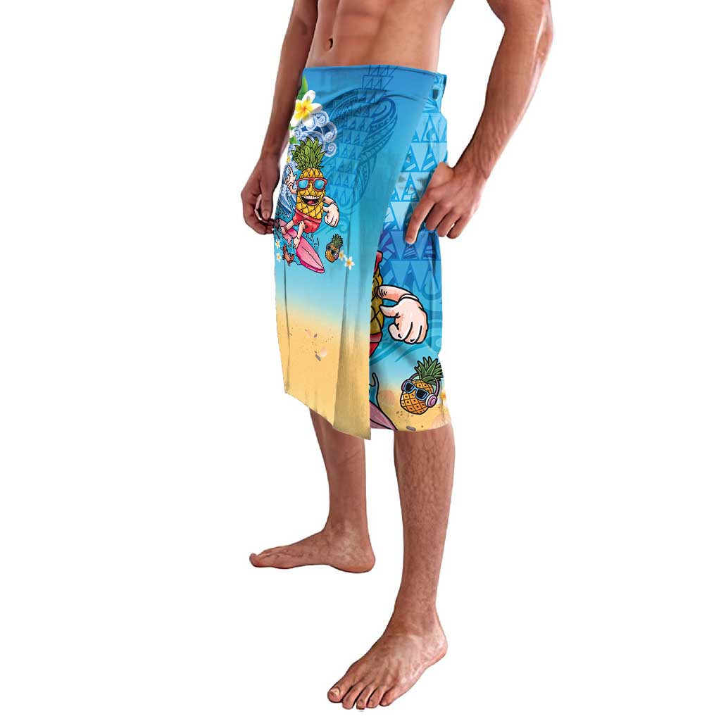 Hawaiian Funny Pineapple Surfing Lavalava Beach with Tribal Kakau and Plumeria
