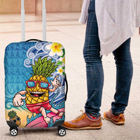 Hawaiian Funny Pineapple Surfing Luggage Cover Beach with Tribal Kakau and Plumeria LT03 Multicolor - Polynesian Pride