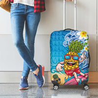Hawaiian Funny Pineapple Surfing Luggage Cover Beach with Tribal Kakau and Plumeria LT03 - Polynesian Pride